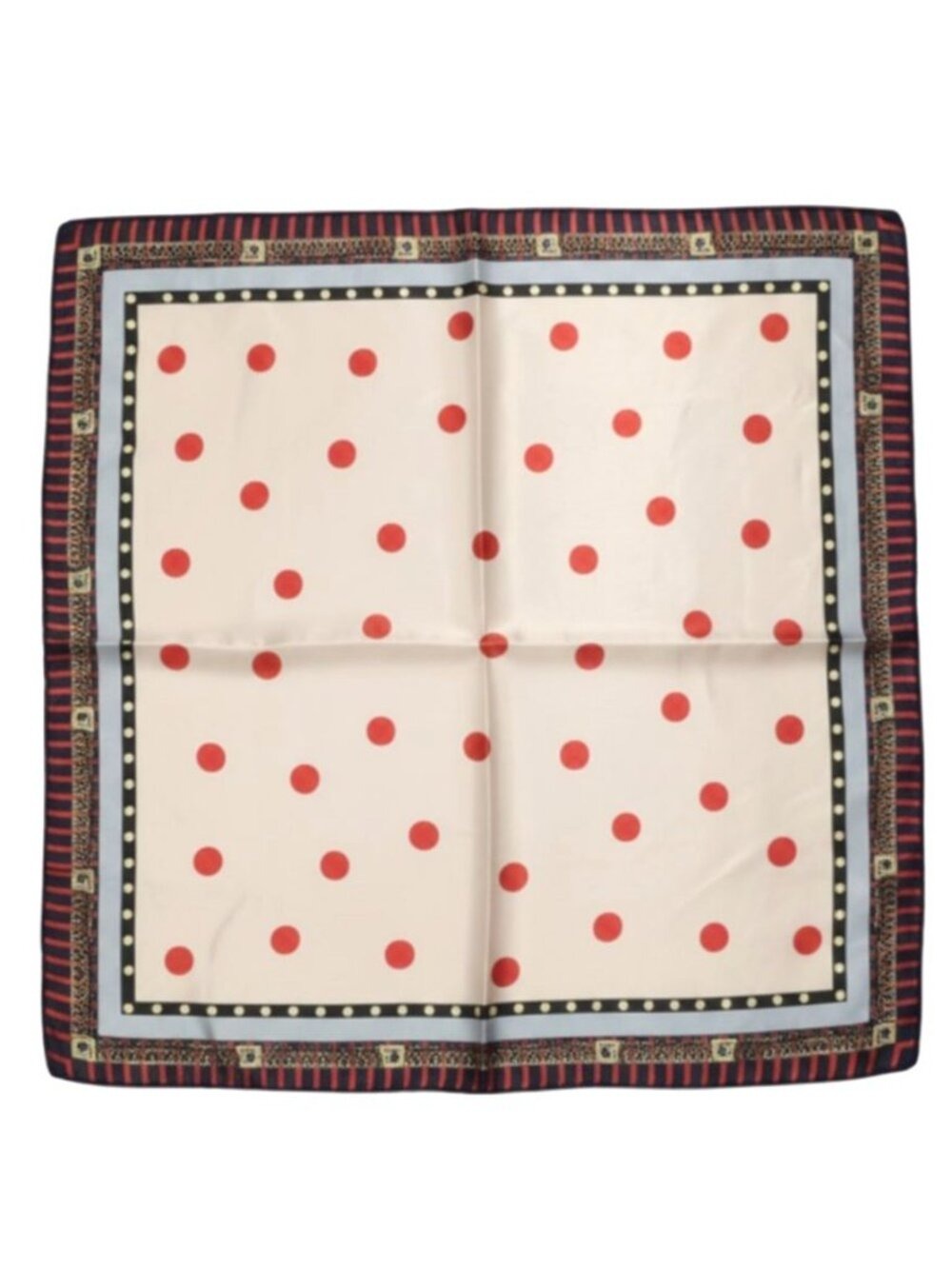 Cream Red Polka Dot Satin Scarf 20x20 Neck Hair Head Wrap Accessory